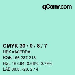 カラーコード: CMYK 30 / 0 / 8 / 7 | qconv.com