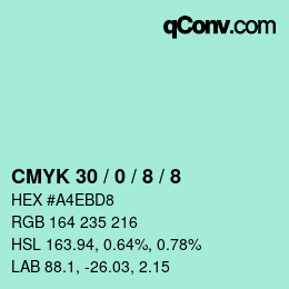 カラーコード: CMYK 30 / 0 / 8 / 8 | qconv.com