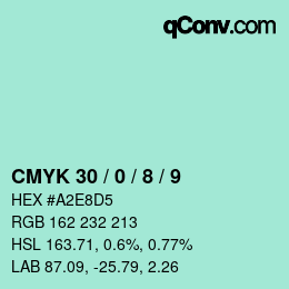 カラーコード: CMYK 30 / 0 / 8 / 9 | qconv.com