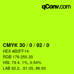 Farbcode: CMYK 30 / 0 / 92 / 0 | qconv.com