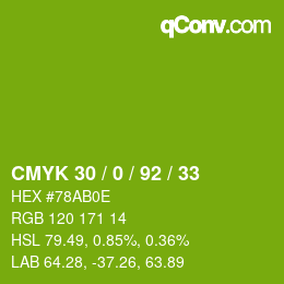 Color code: CMYK 30 / 0 / 92 / 33 | qconv.com