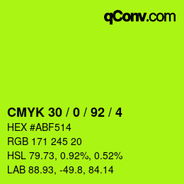 颜色代码: CMYK 30 / 0 / 92 / 4 | qconv.com