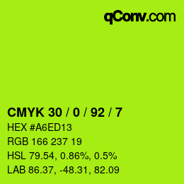 颜色代码: CMYK 30 / 0 / 92 / 7 | qconv.com