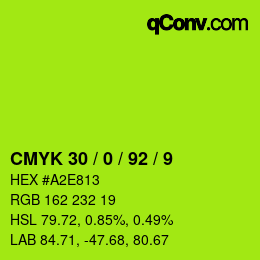 カラーコード: CMYK 30 / 0 / 92 / 9 | qconv.com