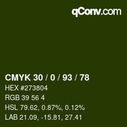 カラーコード: CMYK 30 / 0 / 93 / 78 | qconv.com