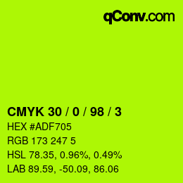 カラーコード: CMYK 30 / 0 / 98 / 3 | qconv.com