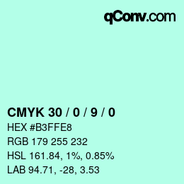 Color code: CMYK 30 / 0 / 9 / 0 | qconv.com