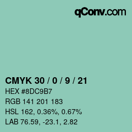 Color code: CMYK 30 / 0 / 9 / 21 | qconv.com
