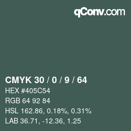 カラーコード: CMYK 30 / 0 / 9 / 64 | qconv.com