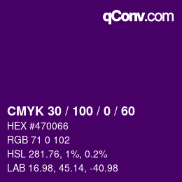 Color code: CMYK 30 / 100 / 0 / 60 | qconv.com