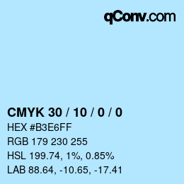カラーコード: CMYK 30 / 10 / 0 / 0 | qconv.com
