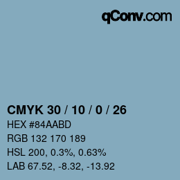 カラーコード: CMYK 30 / 10 / 0 / 26 | qconv.com