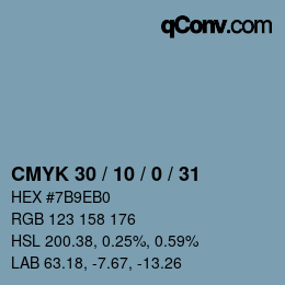 颜色代码: CMYK 30 / 10 / 0 / 31 | qconv.com