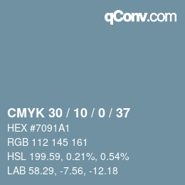 カラーコード: CMYK 30 / 10 / 0 / 37 | qconv.com