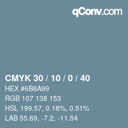 颜色代码: CMYK 30 / 10 / 0 / 40 | qconv.com