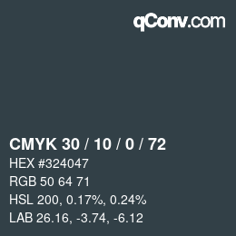 Color code: CMYK 30 / 10 / 0 / 72 | qconv.com