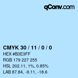 カラーコード: CMYK 30 / 11 / 0 / 0 | qconv.com