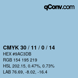 颜色代码: CMYK 30 / 11 / 0 / 14 | qconv.com