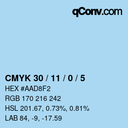 Color code: CMYK 30 / 11 / 0 / 5 | qconv.com