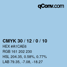 カラーコード: CMYK 30 / 12 / 0 / 10 | qconv.com