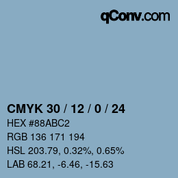 Color code: CMYK 30 / 12 / 0 / 24 | qconv.com