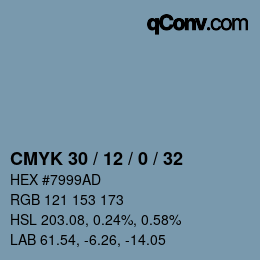 Código de color: CMYK 30 / 12 / 0 / 32 | qconv.com