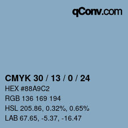 Color code: CMYK 30 / 13 / 0 / 24 | qconv.com