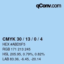 カラーコード: CMYK 30 / 13 / 0 / 4 | qconv.com