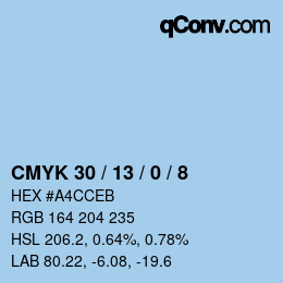 カラーコード: CMYK 30 / 13 / 0 / 8 | qconv.com