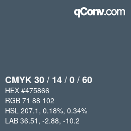 Color code: CMYK 30 / 14 / 0 / 60 | qconv.com