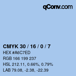 カラーコード: CMYK 30 / 16 / 0 / 7 | qconv.com