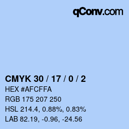カラーコード: CMYK 30 / 17 / 0 / 2 | qconv.com