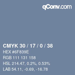 Color code: CMYK 30 / 17 / 0 / 38 | qconv.com