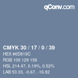 Color code: CMYK 30 / 17 / 0 / 39 | qconv.com