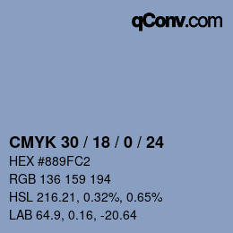 Color code: CMYK 30 / 18 / 0 / 24 | qconv.com