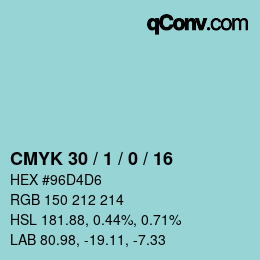 カラーコード: CMYK 30 / 1 / 0 / 16 | qconv.com