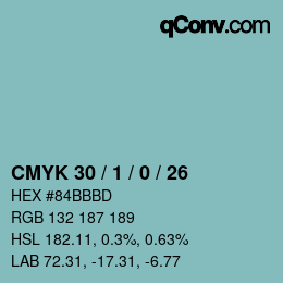 Color code: CMYK 30 / 1 / 0 / 26 | qconv.com