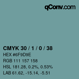 カラーコード: CMYK 30 / 1 / 0 / 38 | qconv.com