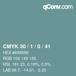 Code couleur: CMYK 30 / 1 / 0 / 41 | qconv.com
