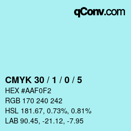 颜色代码: CMYK 30 / 1 / 0 / 5 | qconv.com