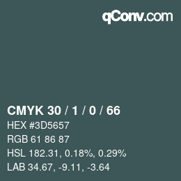 Farbcode: CMYK 30 / 1 / 0 / 66 | qconv.com