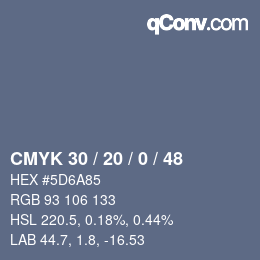 Color code: CMYK 30 / 20 / 0 / 48 | qconv.com