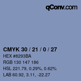 カラーコード: CMYK 30 / 21 / 0 / 27 | qconv.com