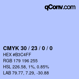 Color code: CMYK 30 / 23 / 0 / 0 | qconv.com