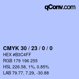 カラーコード: CMYK 30 / 23 / 0 / 0 | qconv.com