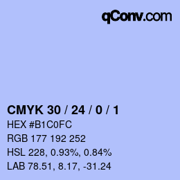 カラーコード: CMYK 30 / 24 / 0 / 1 | qconv.com