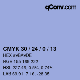 カラーコード: CMYK 30 / 24 / 0 / 13 | qconv.com