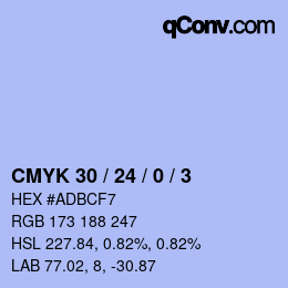 カラーコード: CMYK 30 / 24 / 0 / 3 | qconv.com