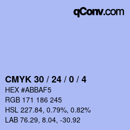颜色代码: CMYK 30 / 24 / 0 / 4 | qconv.com