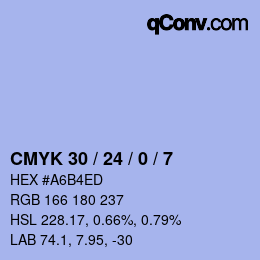 カラーコード: CMYK 30 / 24 / 0 / 7 | qconv.com